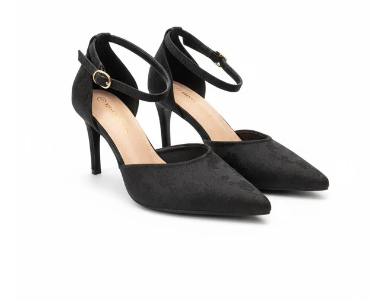 Black Patchwork Heels