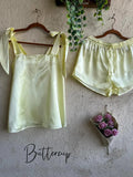 Satin Tie Knot Pajamas - Buttercup