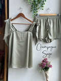 Satin Tie Knot Pajamas - Champagne sage