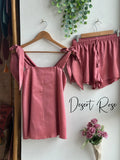 Satin Tie Knot Pajamas - Desert Rose