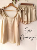 Satin Tie Knot Pajamas - Gold Champagne