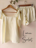 Satin Tie Knot Pajamas - Lemon Sorbet
