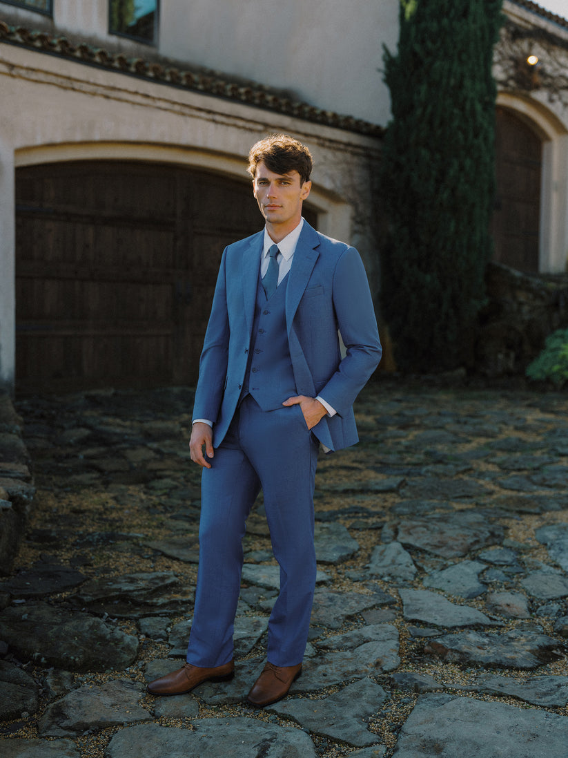 Blue 3Pcs Suit
