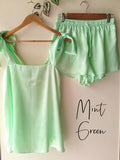 Satin Tie Knot Pajamas - Mint Green
