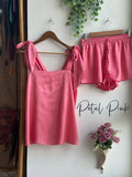 Satin Tie Knot Pajamas - Petal Pink