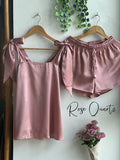 Satin Tie Knot Pajamas - Rose Quartz