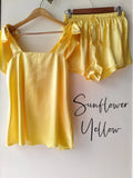 Satin Tie Knot Pajamas - Sunflower Yellow
