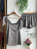 Satin Tie Knot Pajamas - Tuape