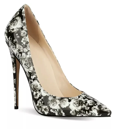 Black Floral Heels