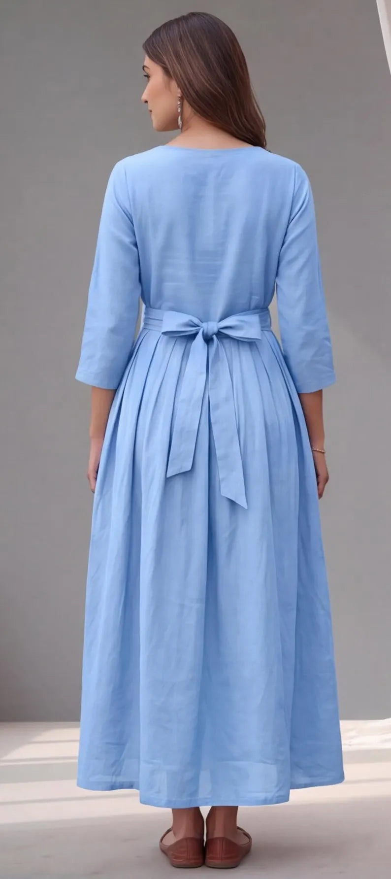 Maxi Linen Round neck dress