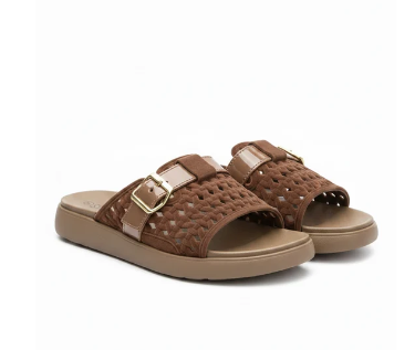Woman Buckle Sandal - Woven strap