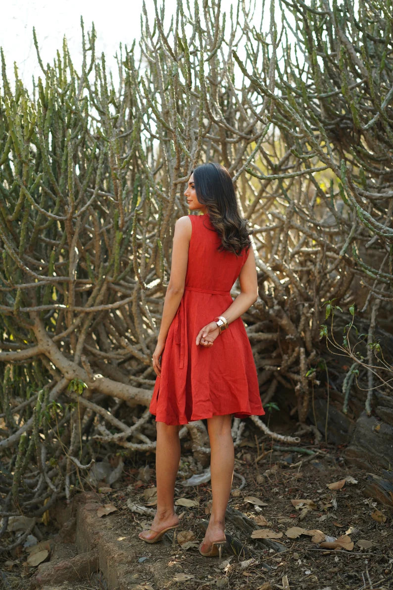 V-Neck Midi Wrap dress