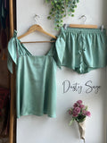 SatinTie Knot Pajamas Dusty Sage
