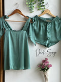 SatinTie Knot Pajamas Dark Sage