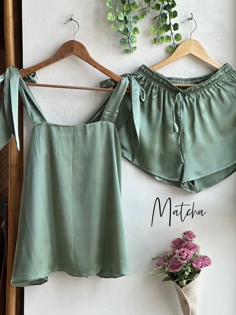SatinTie Knot Pajamas Matcha