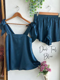 Satin Tie Knot Pajamas - Dark Teal