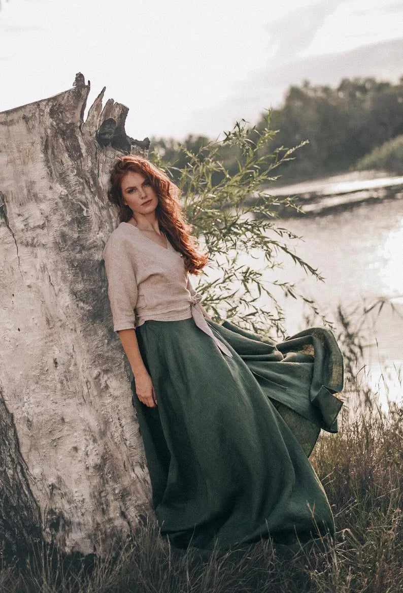 Linen Maxi Wrap skirt