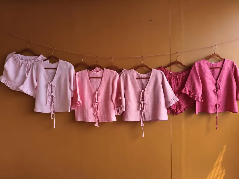 Espresso Tie Front Ruffled PJ Sets