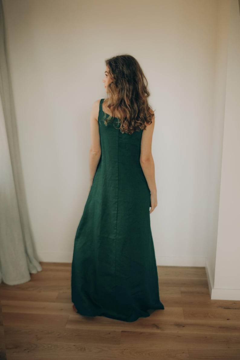Square Neck Linen Dress