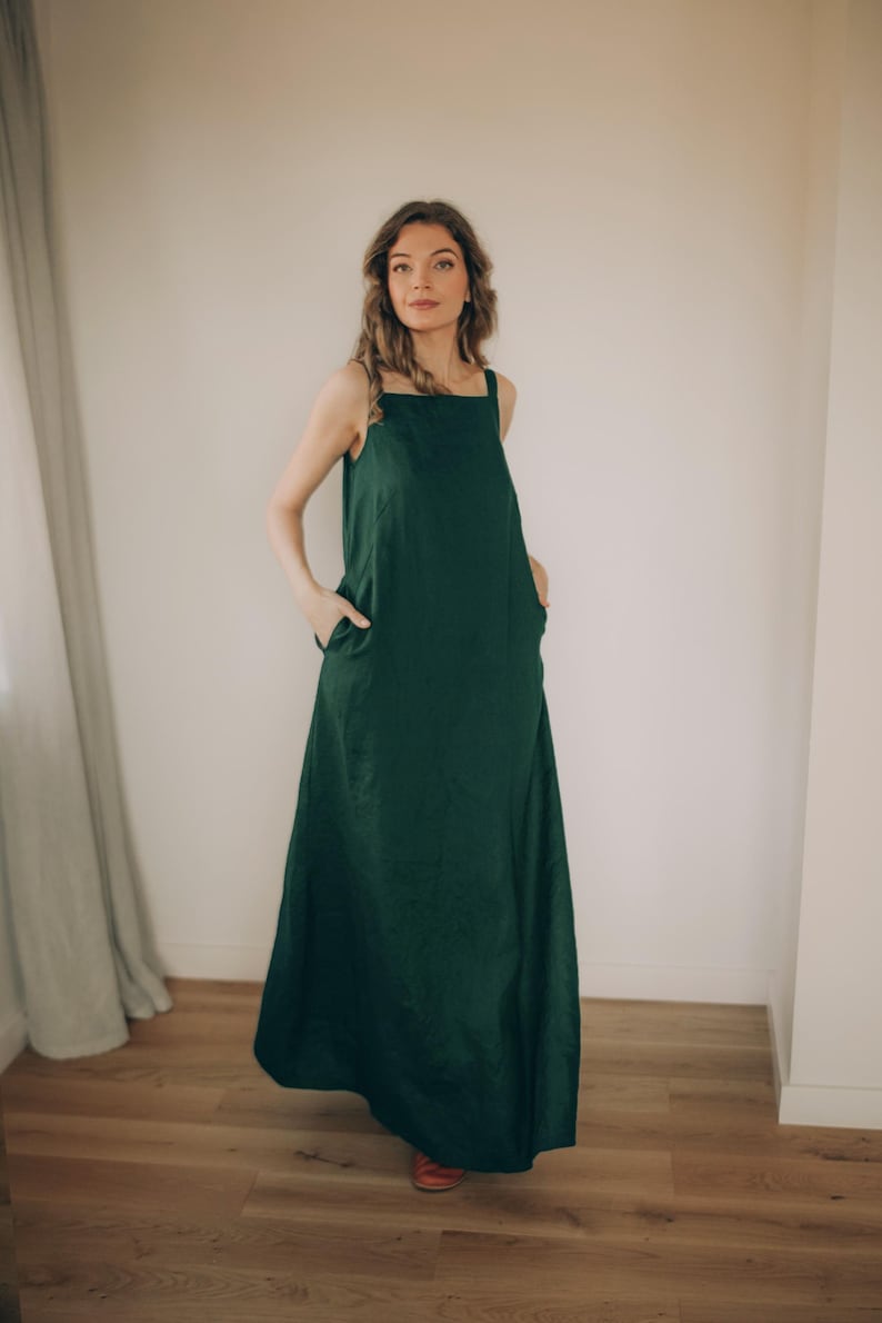 Square Neck Linen Dress