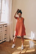 Vneck Linen Mini Dress
