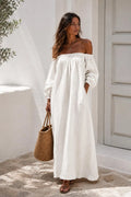 Off Shoulder Linen Dress