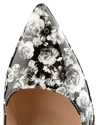 Black Floral Heels