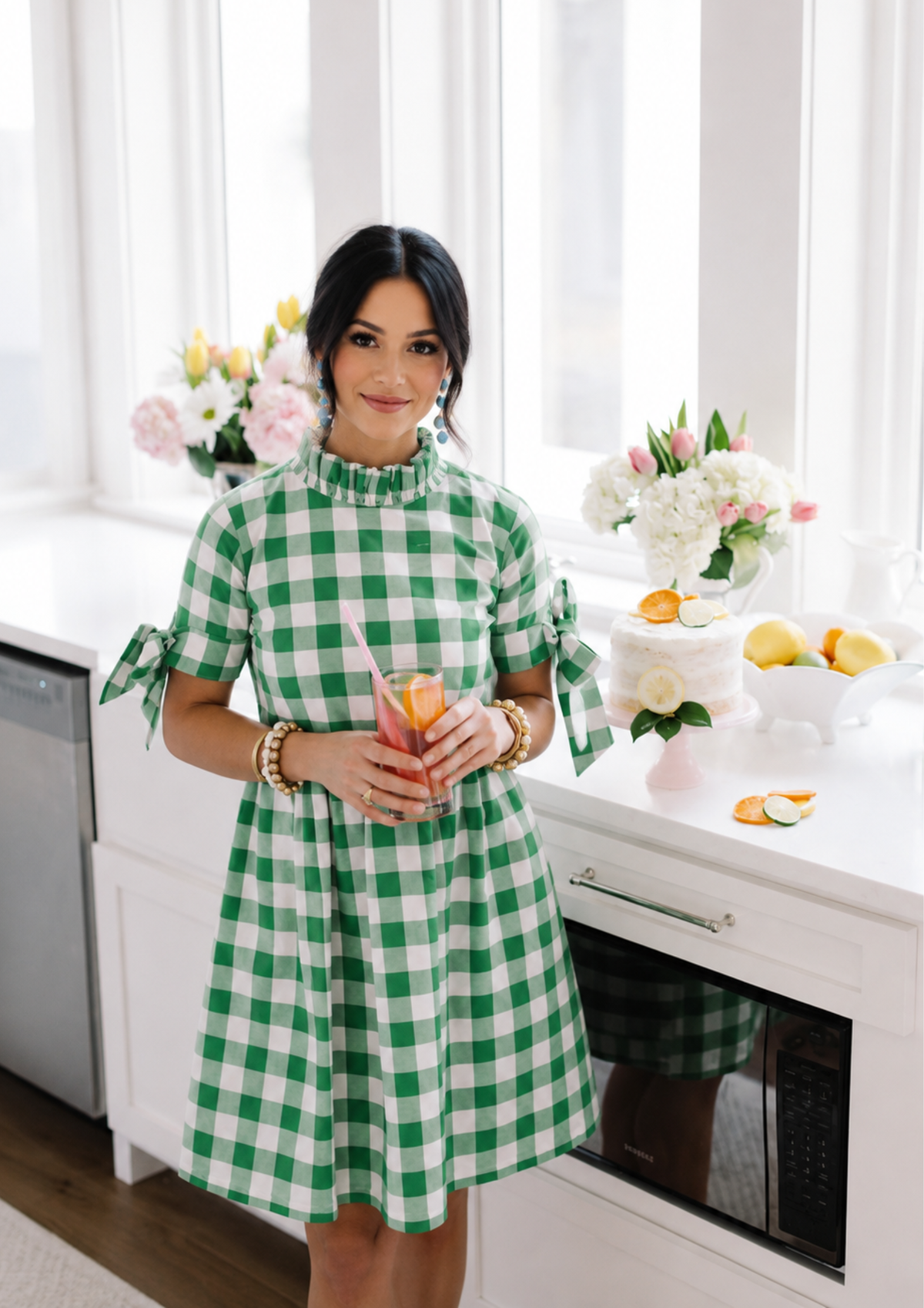 Gingham Dress Green